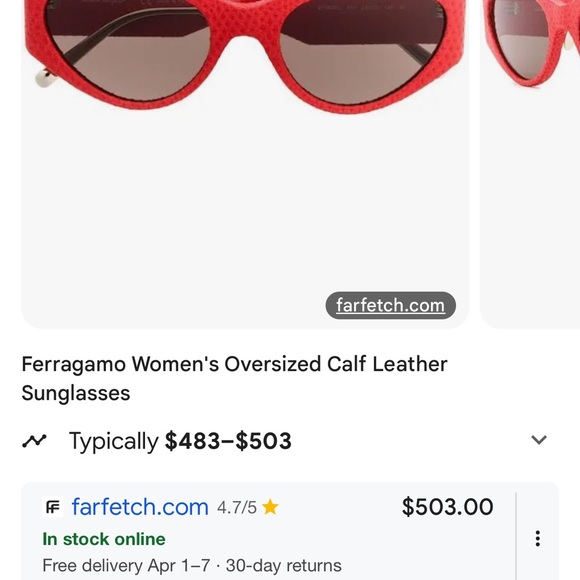 Salvatore Ferragamo Red Cat-Eye Sunglasses